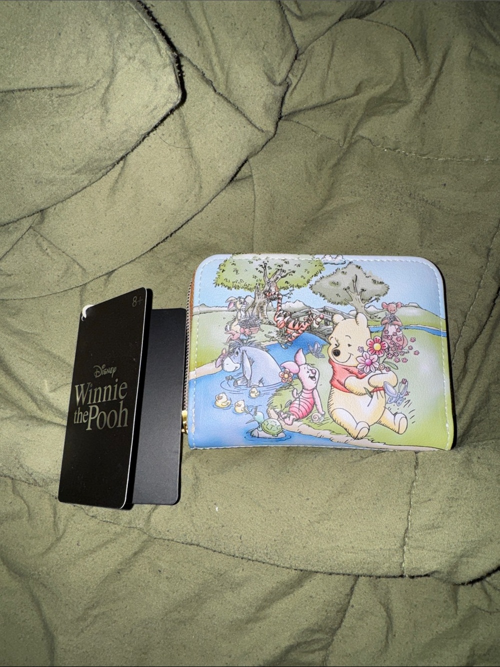 Disney Winnie the Pooh Pastel Blue & Green Zip Card Wallet